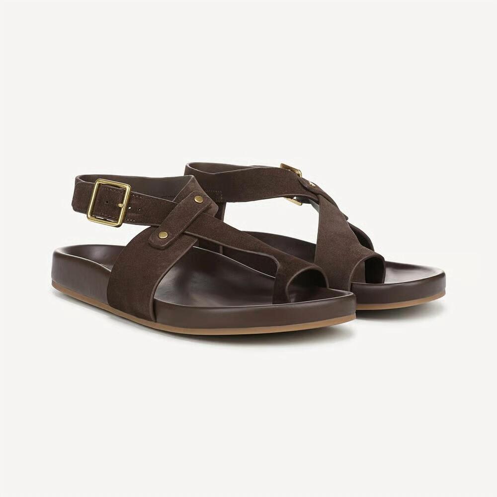 NEW FRANCO SARTO women's blair sandal in dark brown suede